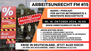 arbeitsunrecht FM #15/24 ► Kolumne: Krise, Krise, Kries ► Union Busting-News: Berliner Kita-Streikverbot, Tesla, TK maxx, Eurotrade ► Musik: Django Reinhardt